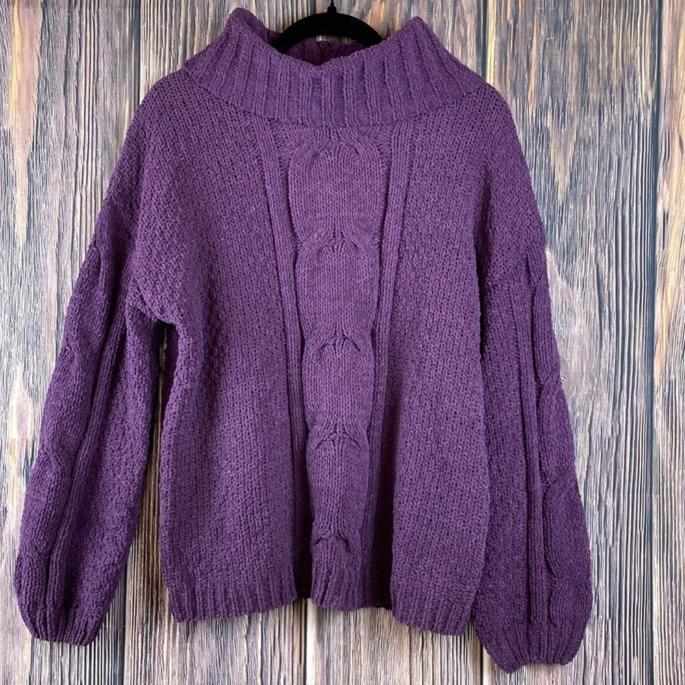 Seven7 Woman’s Cowl- Neck Knit Sweater in Blackberry Wine- Size Small